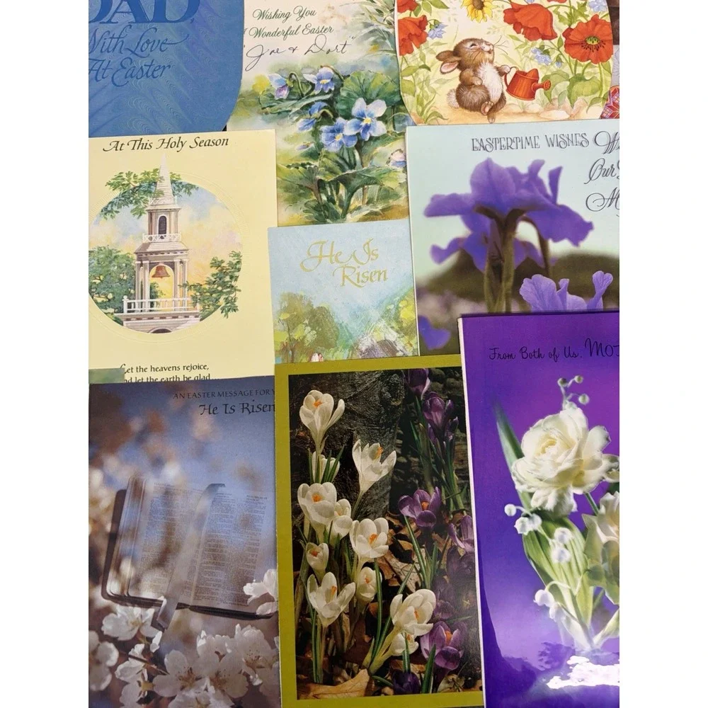 Vintage Easter Greeting Cards Fronts ONLY Scrapbooking Crafts Lot of 50+ Bunnies